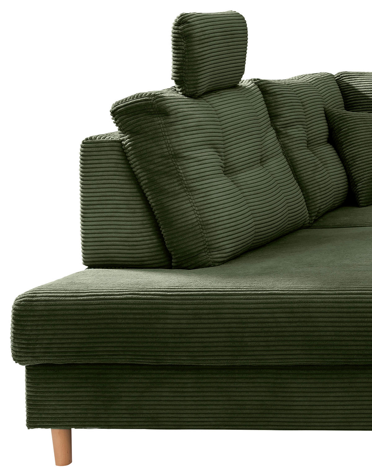 WOHNLANDSCHAFT in Cord Dunkelgrün  - Dunkelgrün/Naturfarben, Modern, Holz/Textil (206/338-352/176cm) - Livetastic
