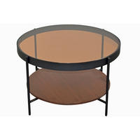 COUCHTISCH Sicherheitsglas, Farbglas 74/74/43 cm rund Bernsteinfarben  - Bernsteinfarben/Schwarz, Design, Glas/Holzwerkstoff (74/74/43cm) - MID.YOU