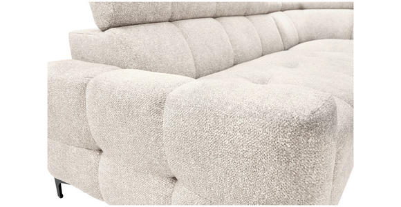 ECKSOFA in Struktur Creme  - Creme/Schwarz, MODERN, Textil/Metall (254/212cm) - Carryhome