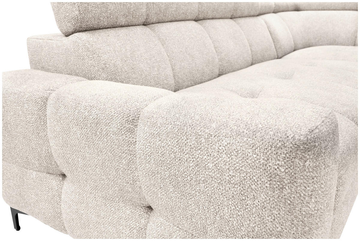 ECKSOFA in Struktur Creme  - Creme/Schwarz, Modern, Textil/Metall (254/212cm) - Carryhome