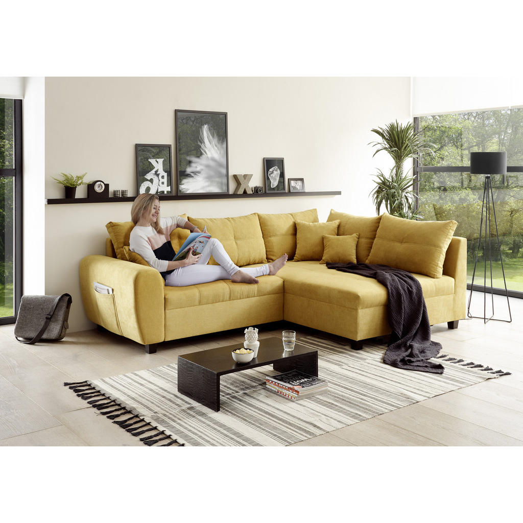 Thumbnail - Mid.you Ecksofa, Gelb, Textil, Ottomane rechts, L-Form, 248x176 cm, Schlafen auf Sitzhöhe, Wohnzimmer, Sofas & Couches, ...