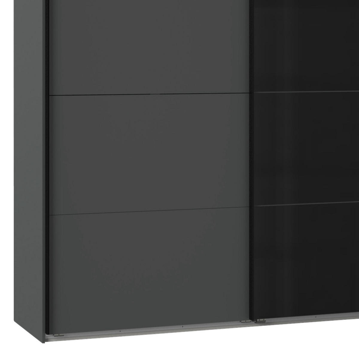 GARDEROB MED SKJUTDÖRRAR 225/210/65 cm 2-dörrar - grafitfärgad/svart, Basics, metall/trämaterial (225/210/65cm) - Livetastic