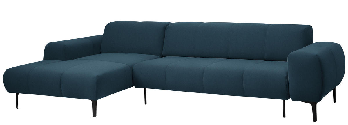 ECKSOFA in Chenille Blau  167/311 cm  - Blau/Schwarz, Design, Textil/Metall (167/311cm) - Xora