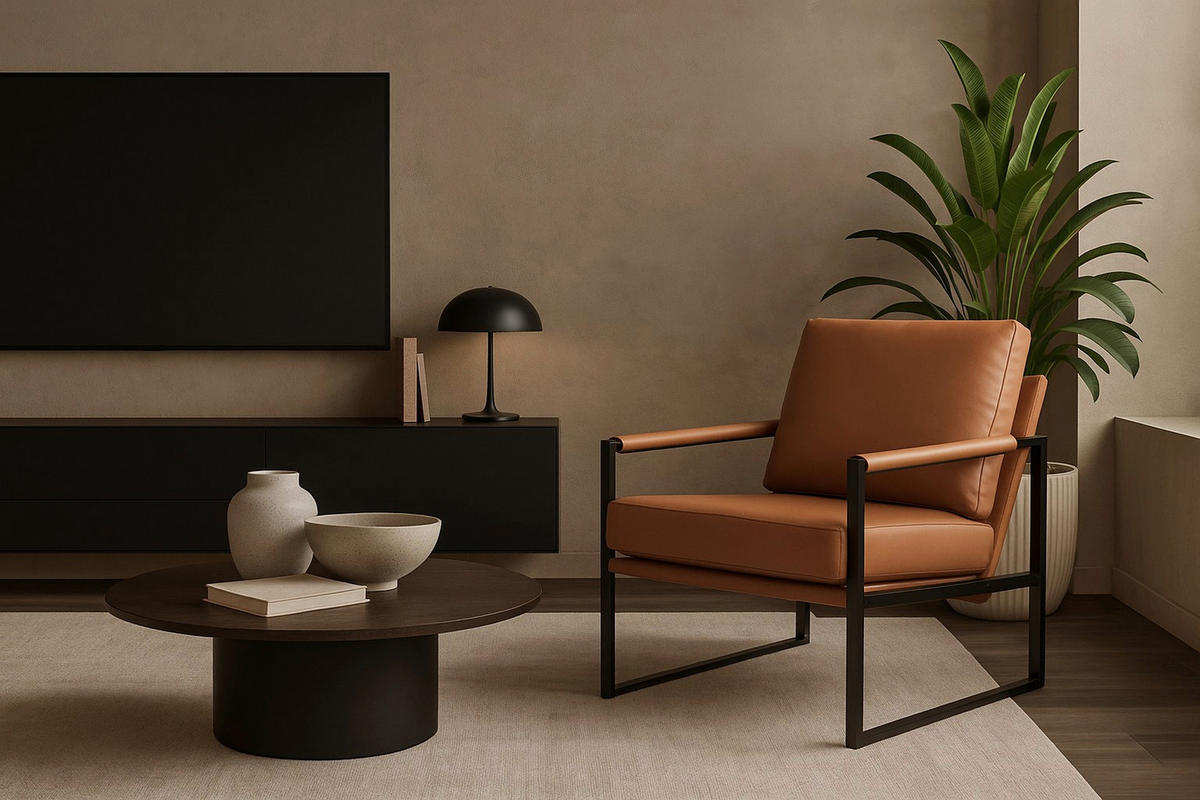 LOUNGESESSEL Braun, Cognac    - Cognac/Schwarz, Design, Metall (81/65/90cm) - MID.YOU