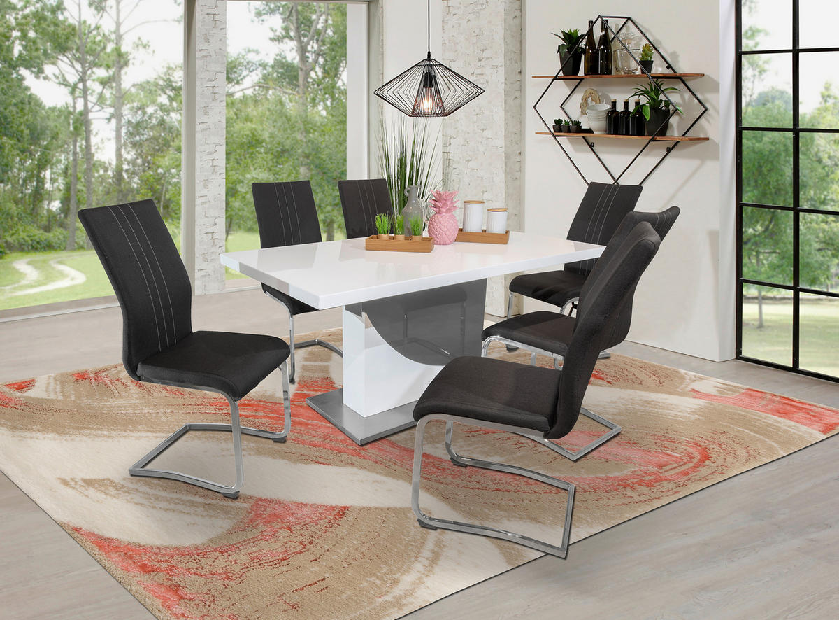 STOL ZA BLAGOVAONICU  crna, bijela  metal, drvni materijal  - bijela/crna, Design, drvni materijal/metal (160/90/76cm) - Xora