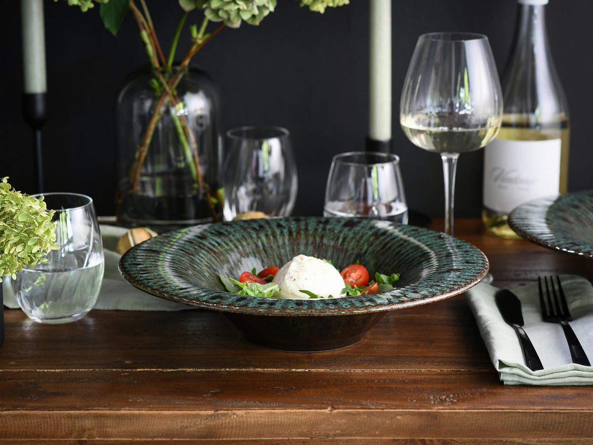 GOURMETTELLER Allegra Magic Green  30,5 cm   - Dunkelgrün/Schwarz, Basics, Keramik (30,5cm) - Creatable