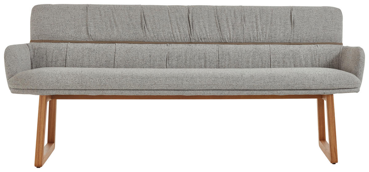 SITZBANK 200/86/68 cm Mikrofaser Graphitfarben Wildeiche massiv  - Wildeiche/Graphitfarben, Design, Holz/Textil (200/86/68cm) - Valdera