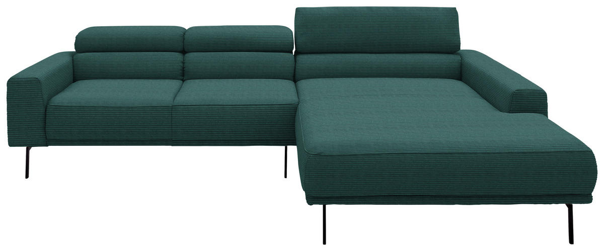 ECKSOFA Cord Waldgrün  - Waldgrün/Schwarz, Design, Textil/Metall (293/215-217cm) - Schöner Wohnen