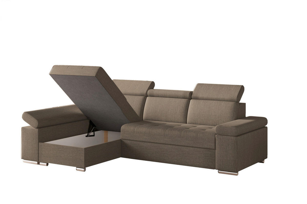 ECKSOFA TORONTO in Webstoff Braun  - Silberfarben/Braun, Design, Textil (168/260cm) - MID.YOU