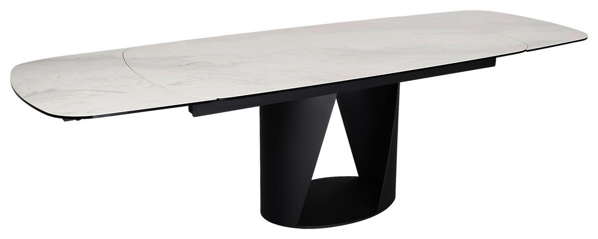 ESSTISCH 180-270/98/76 cm  Metall, Glas, Keramik ausziehbar rechteckig Schwarz, Weiß  - Schwarz/Weiß, Design, Glas/Keramik (180-270/98/76cm) - Belluti