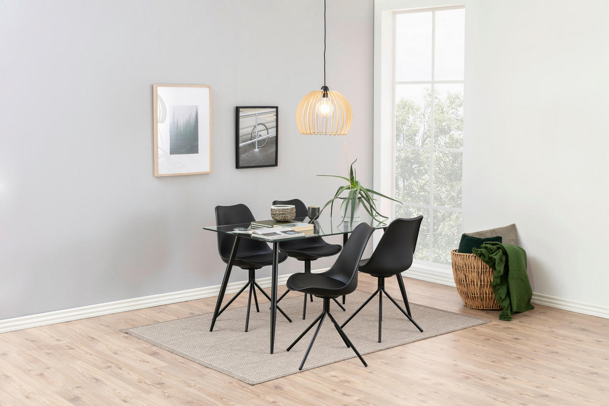 JÍDELNÍ STŮL, čiré, 140/80/75 cm - černá/čiré, Moderní, kov/sklo (140/80/75cm) - MID.YOU