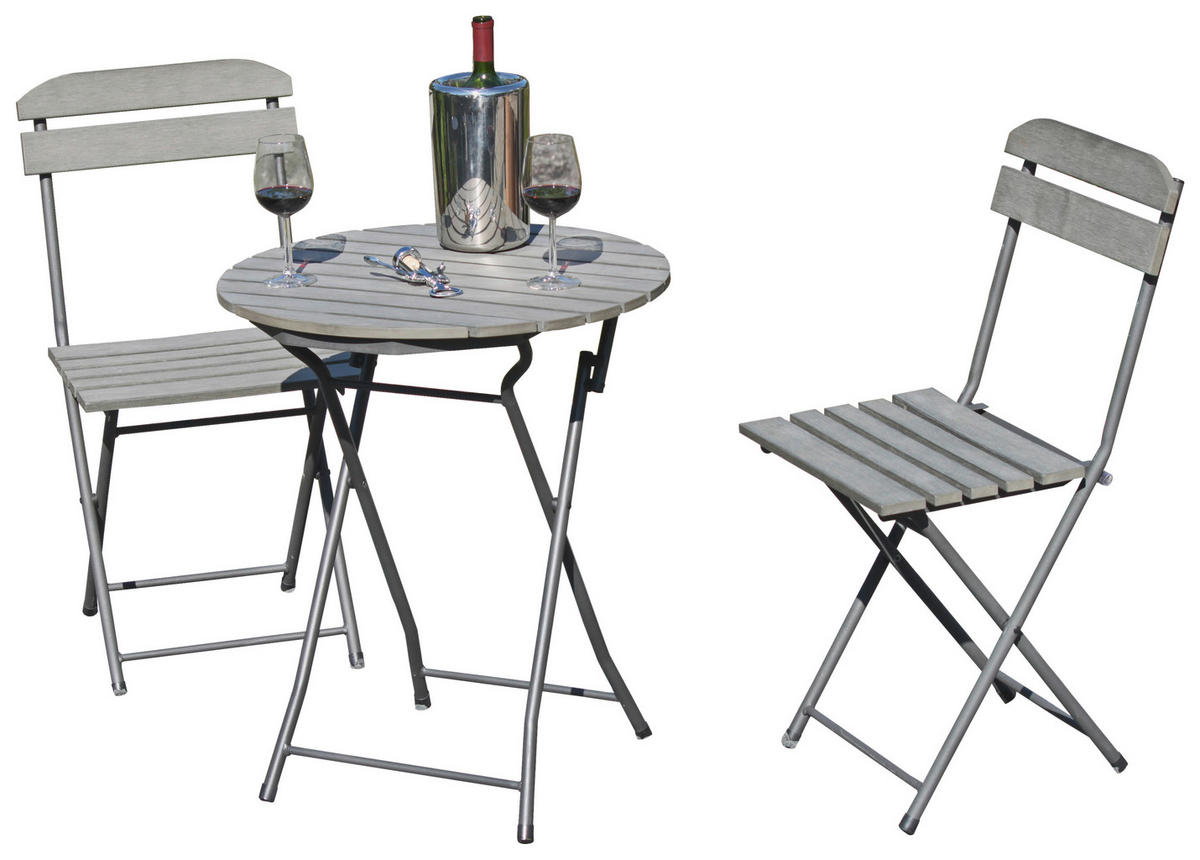 BALKONSET  - Hellgrau/Grau, MODERN, Kunststoff/Metall (160/83/160cm) - Gardenson
