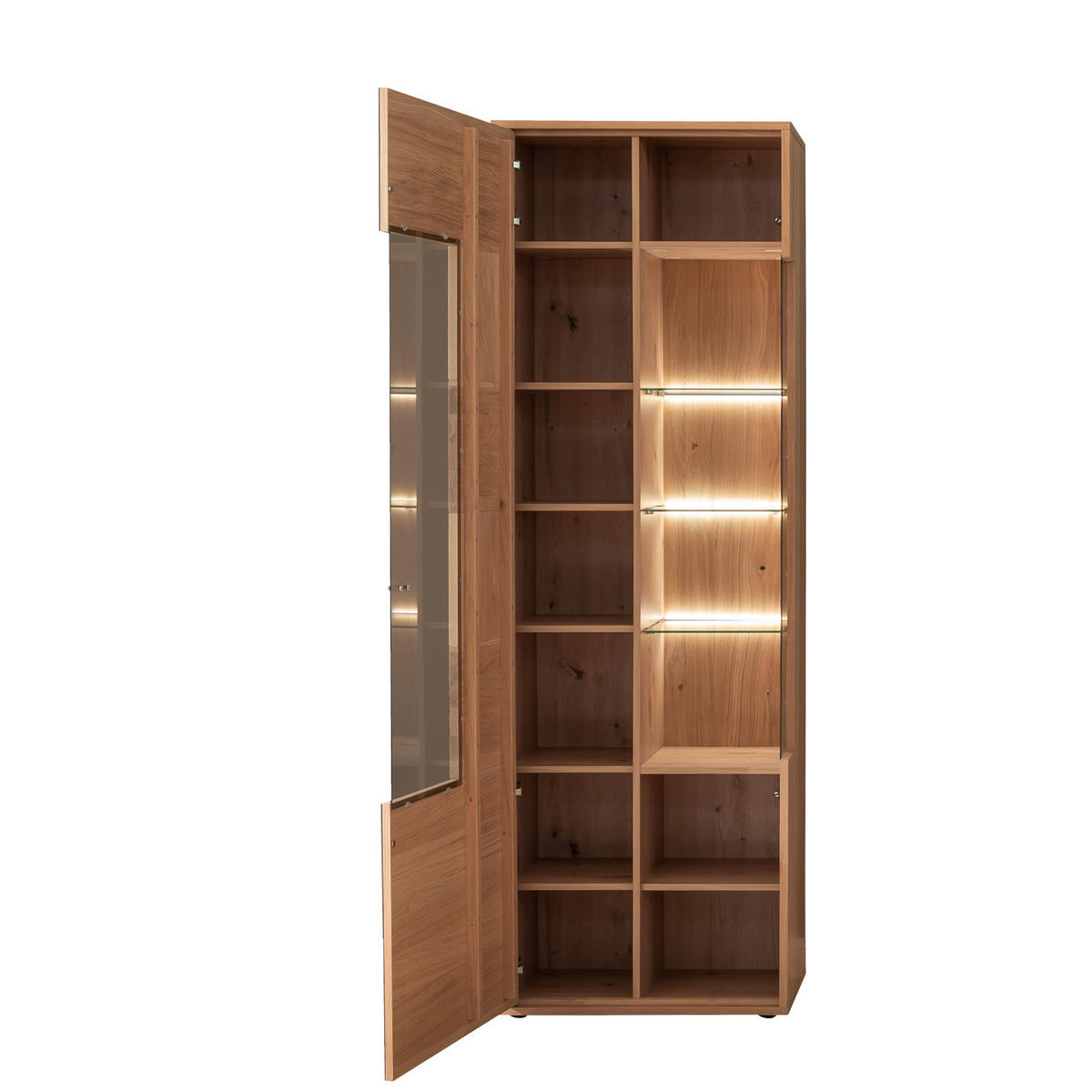 WOHNWAND  in Anthrazit, Eiche Bianco  - Eiche Bianco/Anthrazit, Design, Glas/Holz (258/207/50cm) - MID.YOU