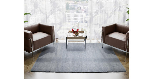 HANDWEBTEPPICH 60/90 cm Helsinki Blau, Grau  - Blau/Grau, Basics, Textil (60/90cm) - Linea Natura