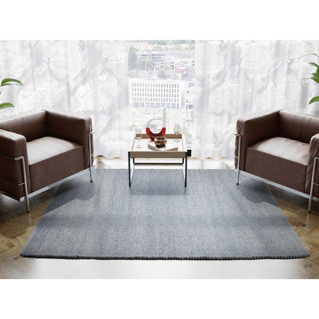 Thumbnail - Linea Natura Handwebteppich Helsinki, Blau, Grau, Textil, meliert, rechteckig, 170x240 cm, Teppiche & Böden, Teppiche, N...