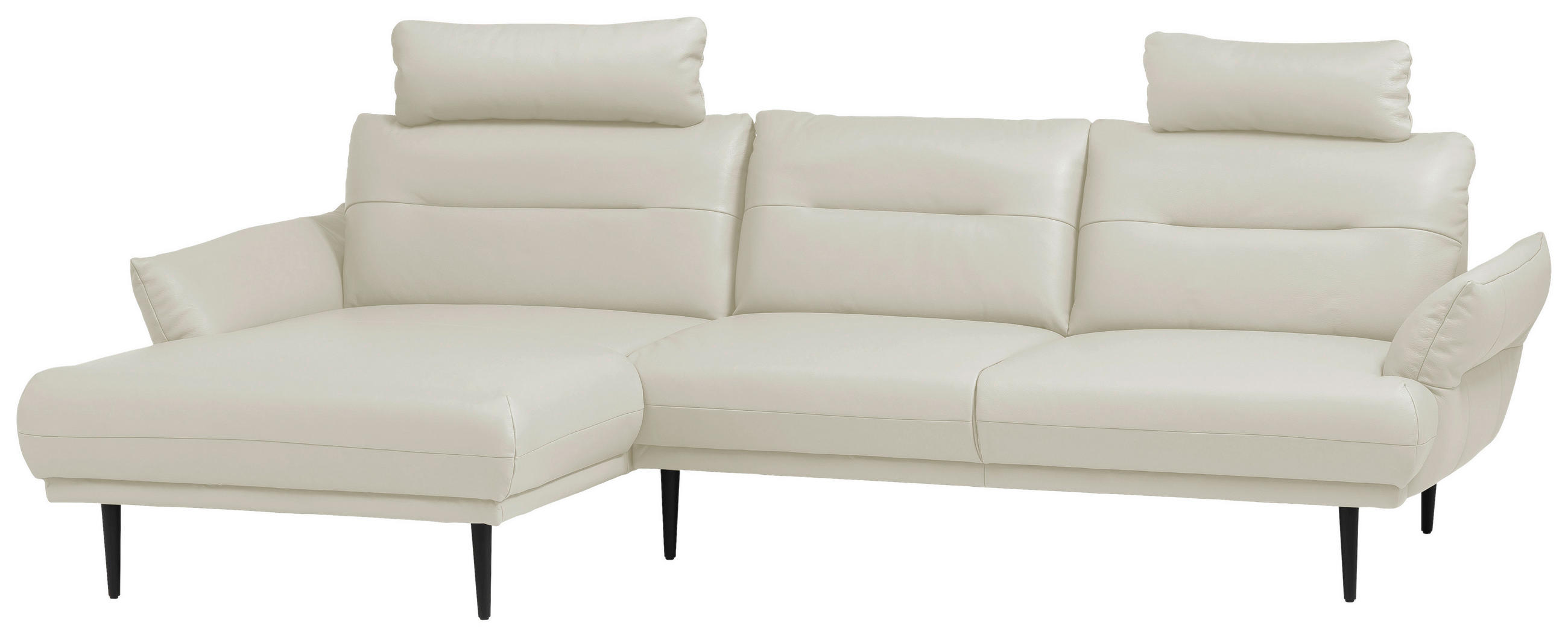 ECKSCHLAFSOFA Weiß Lederlook  - Schwarz/Weiß, Design, Holz/Textil (158/287cm) - Livetastic