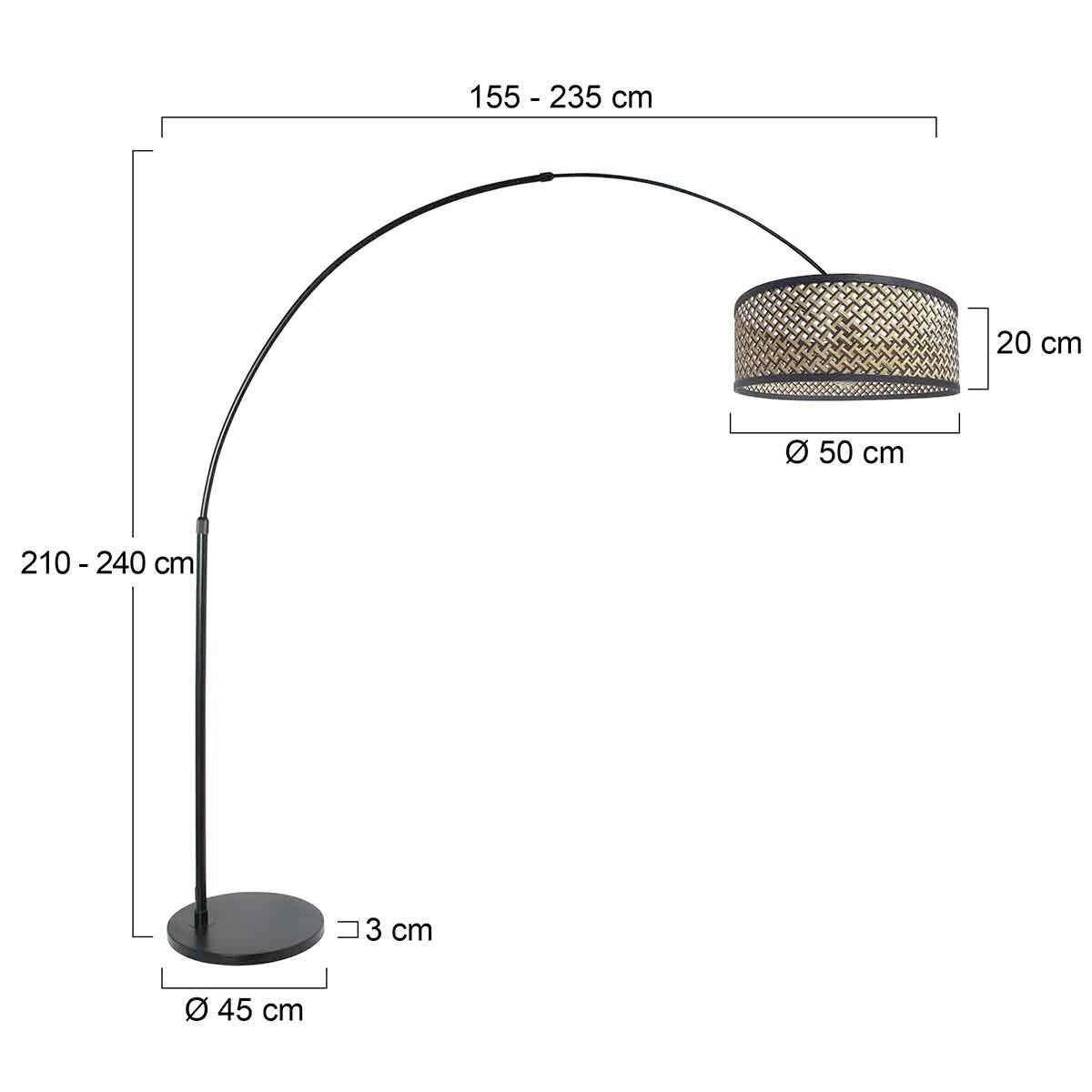 STEHLEUCHTE SPARKLED LIGHT 50/240/230 cm  - Schwarz, Trend, Naturmaterialien/Metall (50/240/230cm)