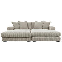 ECKSOFA  Cord Hellgrau  - Hellgrau/Schwarz, Basics, Kunststoff/Textil (195/285cm) - Livetastic