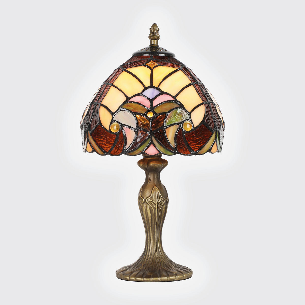 ASZTALI LÁMPA - barna/többszínű, Basics, Üveg/fém (20/36/20cm)