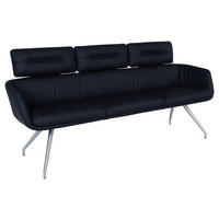 SITZBANK 200/92,5/67 cm Echtleder Schwarz, Edelstahlfarben  - Edelstahlfarben/Schwarz, Design, Leder/Metall (200/92,5/67cm) - Dieter Knoll