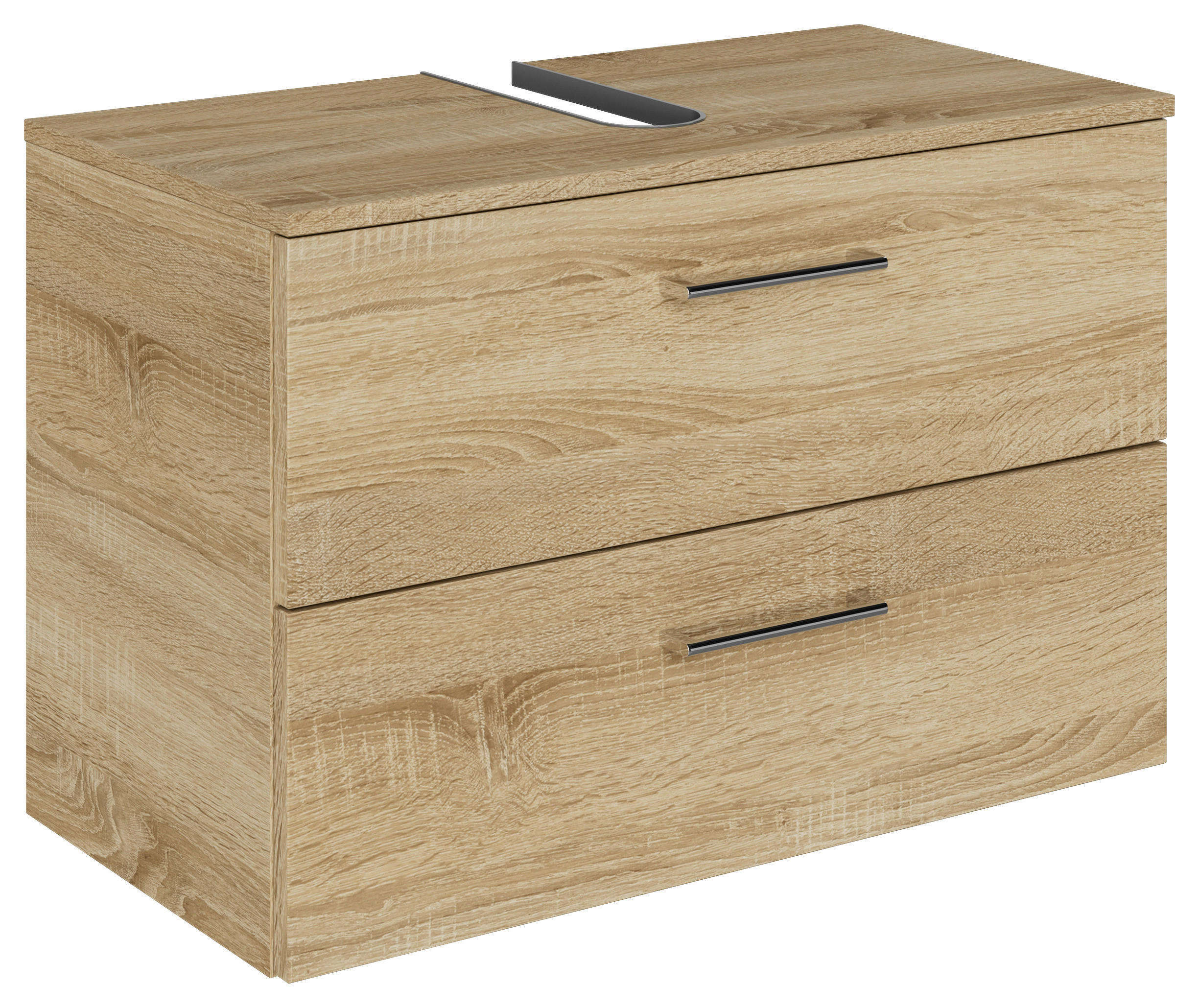WASCHBECKENUNTERSCHRANK 75/49,8/38,3 cm  - Chromfarben/Eiche Bianco, KONVENTIONELL, Holzwerkstoff/Metall (75/49,8/38,3cm) - Sadena