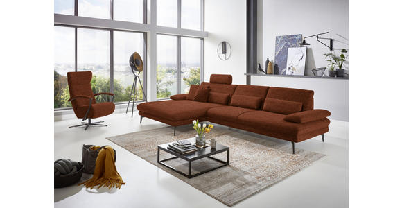 ECKSOFA in Velours Kupferfarben 180/310 cm - Schwarz/Kupferfarben, Design, Textil/Metall (180/310cm) - Dieter Knoll