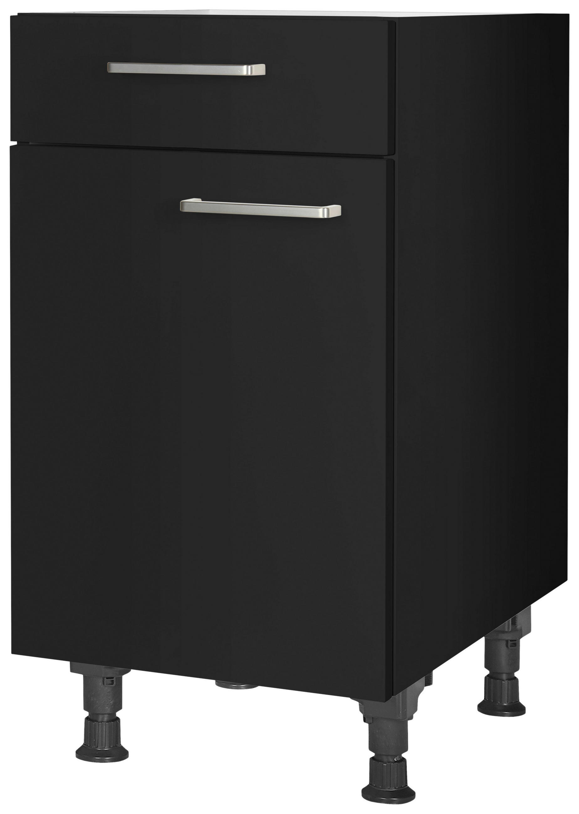 SCHUBKASTENUNTERSCHRANK 45/87/56 cm  in Schwarz  - Edelstahlfarben/Schwarz, MODERN, Holzwerkstoff/Metall (45/87/56cm) - Nobilia