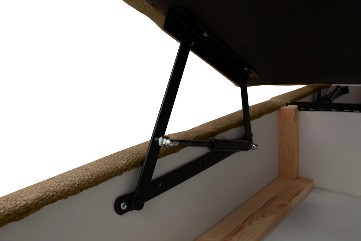 BOXBETT 180/200 cm,  in Braun, Bettkasten, Topper, H3 + H3 = fest  - Schwarz/Braun, Trend, Textil/Metall (180/200cm) - Esposa