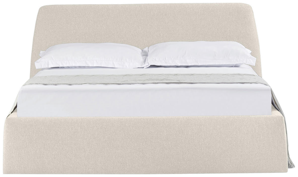 POLSTERBETT 180/200 cm,  in Creme, Lattenrost, Bettkasten,  - Creme/Schwarz, Modern, Holz/Kunststoff (180/200cm) - Livetastic