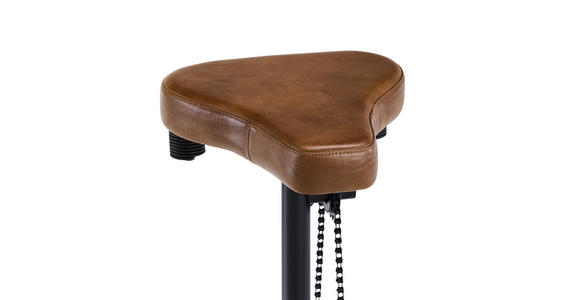 BARHOCKER Echtleder Braun, Schwarz Eisen  - Schwarz/Braun, LIFESTYLE, Leder/Metall (41/77/41cm) - Landscape