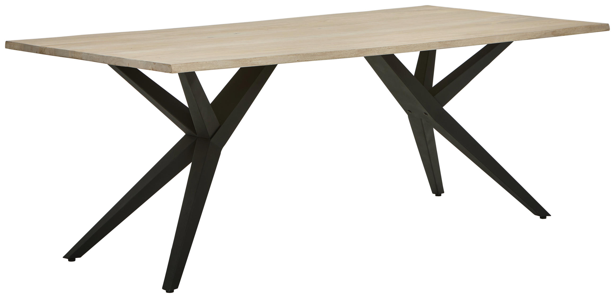 ESSTISCH 200/100/77 cm Echtholz  Holz, Metall in verschiedenen Größen erhältlich rechteckig Schwarz, Graubraun  - Graubraun/Schwarz, LIFESTYLE, Holz/Metall (200/100/77cm) - Landscape