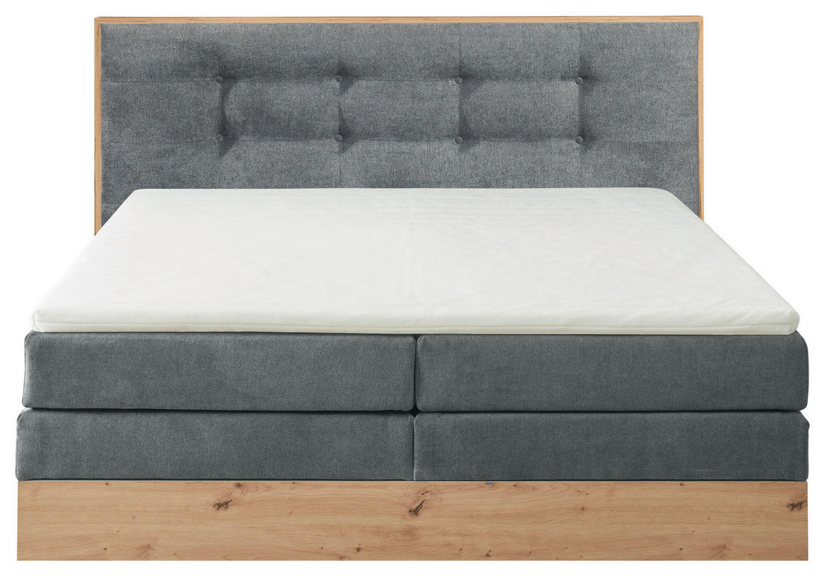 KONTINENTALSÄNG 180/200 cm  i ljusgrå  - ljusgrå, Modern, trämaterial/trä (180/200cm) - Livetastic