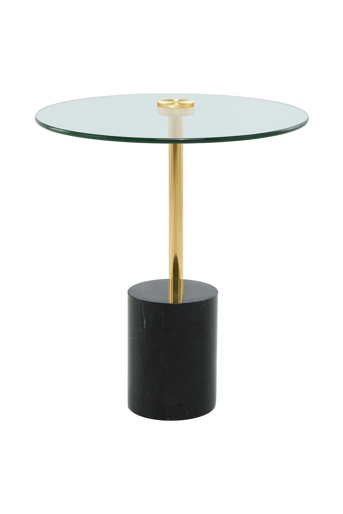 BEISTELLTISCH 44/44/50 cm Schwarz, Goldfarben rund  - Goldfarben/Schwarz, Design, Glas/Stein (44/44/50cm) - Kayoom