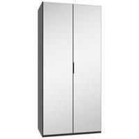 FALTTÜRENSCHRANK 100/216/58 cm 2-türig Graphitfarben  - Schwarz/Graphitfarben, Design, Glas/Holzwerkstoff (100/216/58cm) - Boxxx
