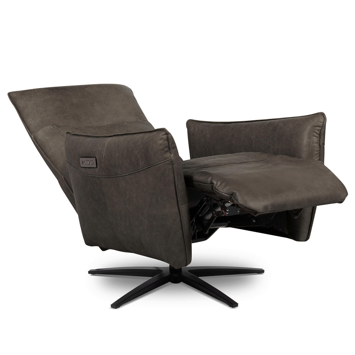RELAXSESSEL Leder Fango  - Fango/Schwarz, Design, Leder/Metall (77/107/88cm) - Livetastic