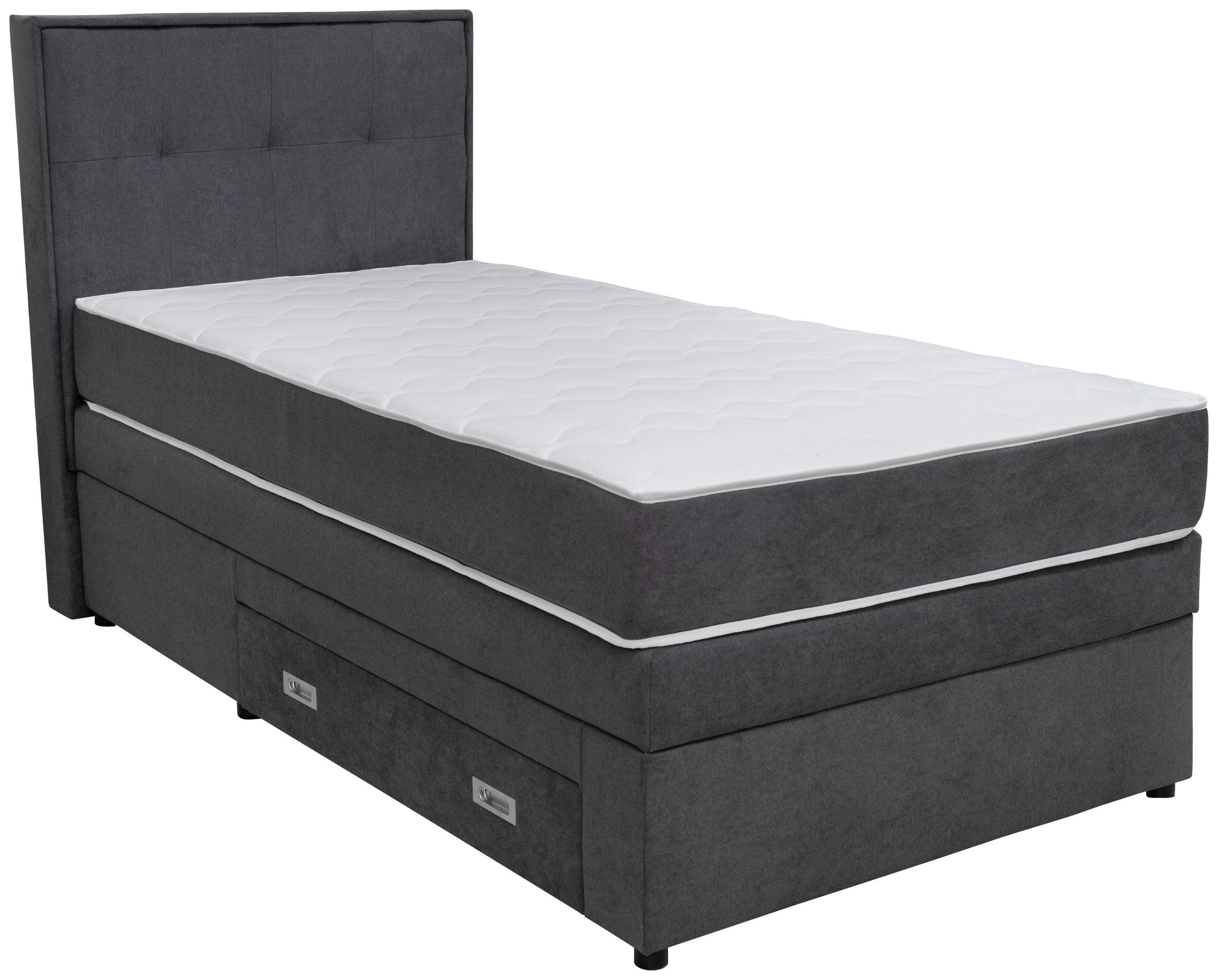 BOXSPRING KREVET 90/200 cm     tamno siva  - tamno siva/crna, Moderno, drvni materijal/tekstil (90/200cm) - Hom`in