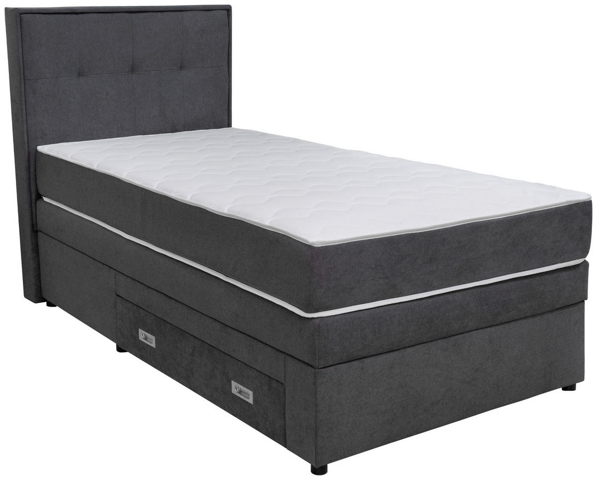 POSTEL BOXSPRING, 90/200 cm, tmavě šedá - černá/tmavě šedá, Moderní, dřevo/kompozitní dřevo (90/200cm) - Hom`in