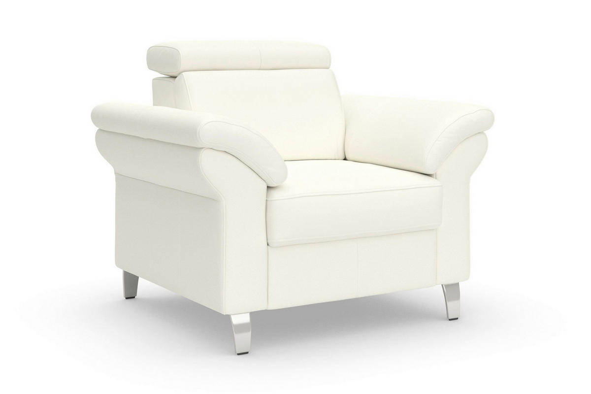 SESSEL in Echtleder Weiß  - Chromfarben/Weiß, Basics, Leder/Metall (101/84/93cm) - Sit & More
