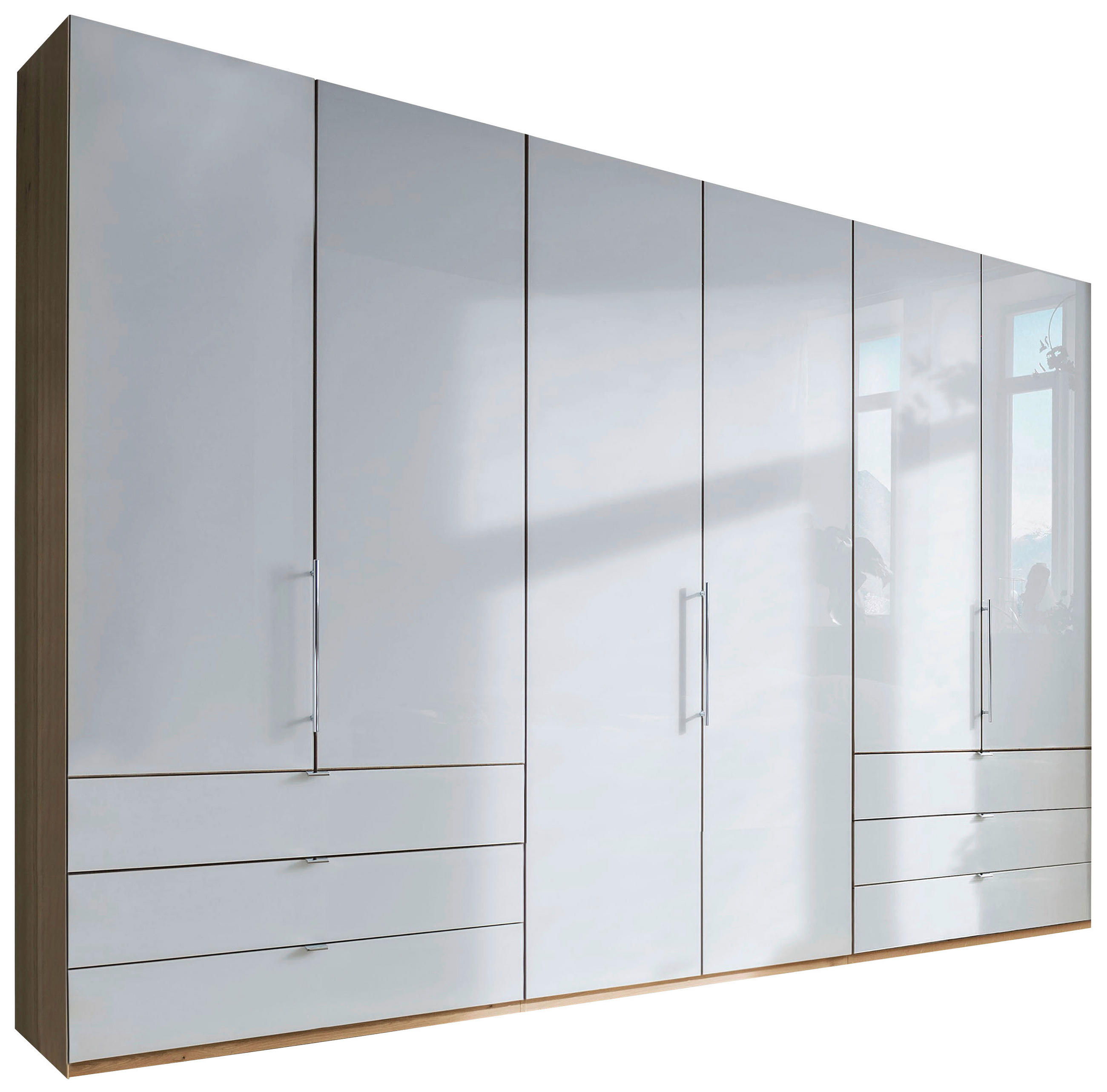 FALTTÜRENSCHRANK Weiss, Eichefarben  - Eiche Bianco/Weiss, Konventionell, Glas/Holzwerkstoff (300/216/58cm) - Venda