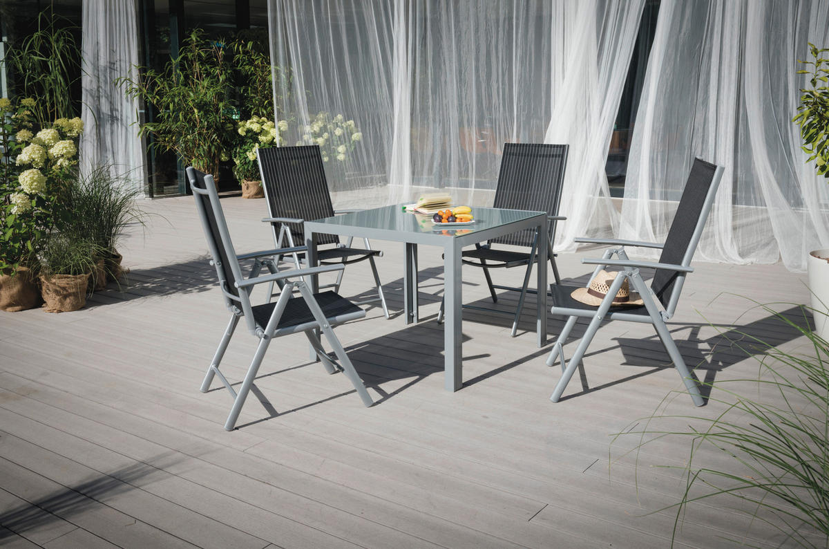 VRTNA SKLOPIVA STOLICA  crna, srebrne boje, bijela  metal, tekstil      - bijela/srebrne boje, Basics, metal/tekstil (56/106/64cm) - Ambia Garden