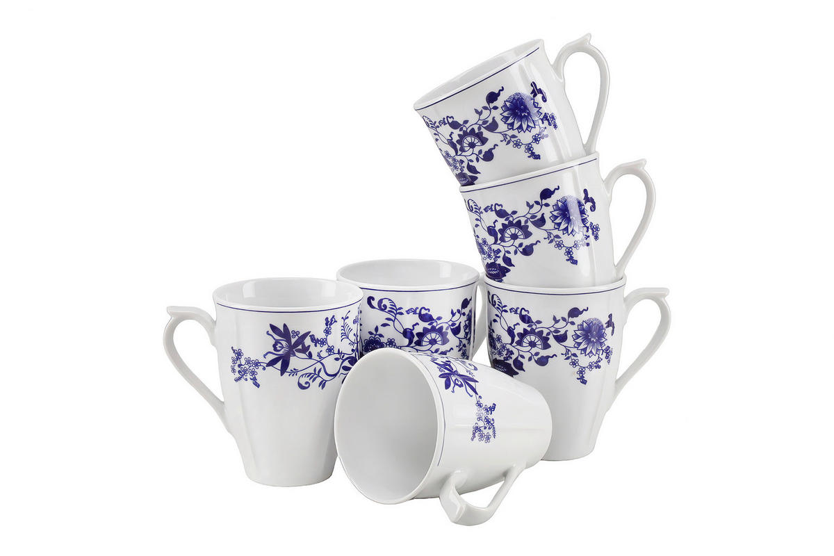 TASSENSET Flora Zwiebelmuster 6-teilig  - Blau/Weiss, Basics, Keramik (300ml) - Creatable