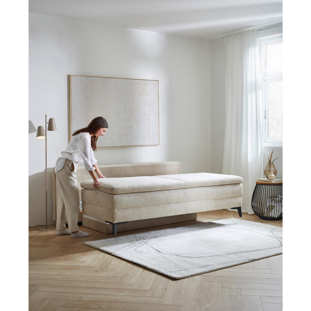 Thumbnail - Novel Boxspringsofa Charlize, Beige, Textil, 2-Sitzer, Füllung: Schaumstoffflocken, 200x100x108 cm, Stoffauswahl, Wohnzi...