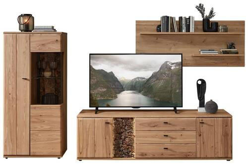 WOHNWAND  in Braun, Eschefarben, Eiche Artisan  320/163/50 cm  - Eschefarben/Anthrazit, Natur, Glas/Holz (320/163/50cm) - Linea Natura