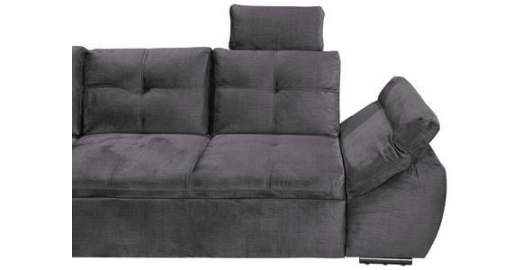 ECKSOFA in Mikrovelours Grau  - Schwarz/Grau, KONVENTIONELL, Kunststoff/Textil (217/265cm) - Carryhome