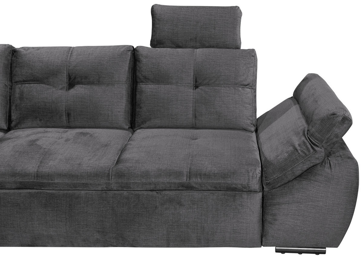 ECKSOFA in Mikrovelours Grau  - Schwarz/Grau, Konventionell, Kunststoff/Textil (217/265cm) - Carryhome