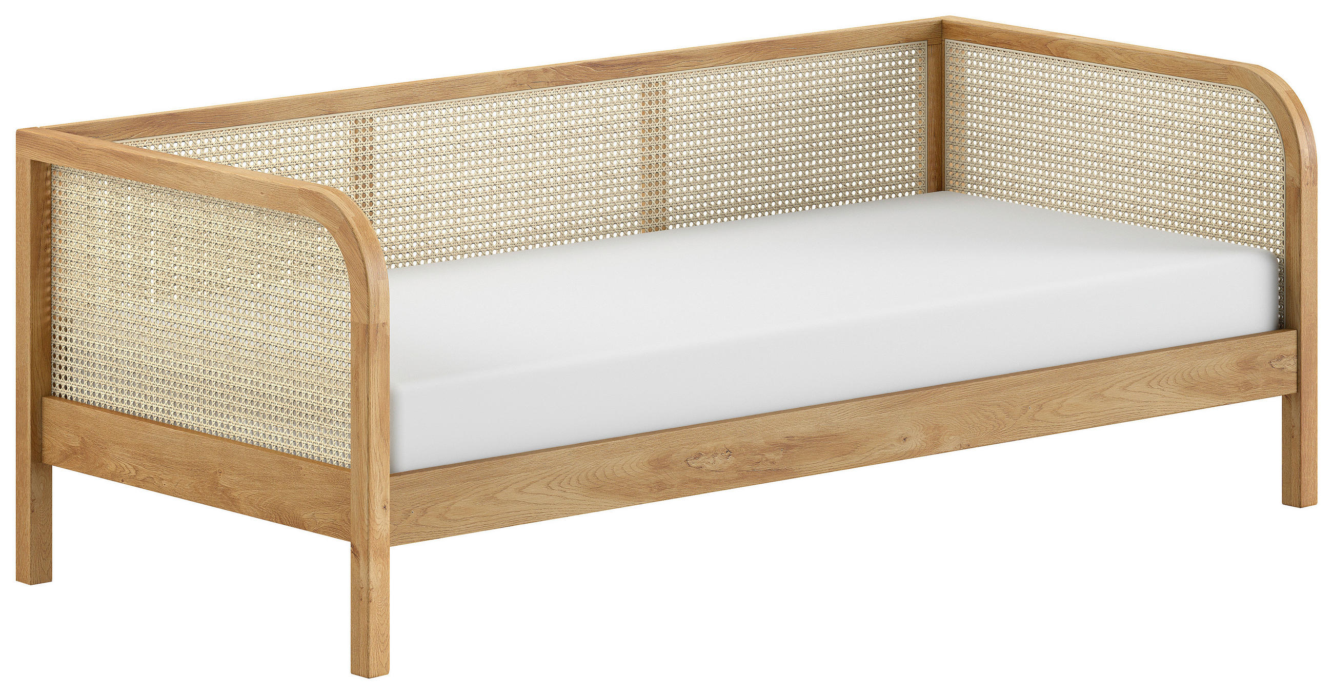 BETT 90/200 cm  in Eichefarben  - Eichefarben/Nickelfarben, MODERN, Holz/Holzwerkstoff (90/200cm) - MID.YOU