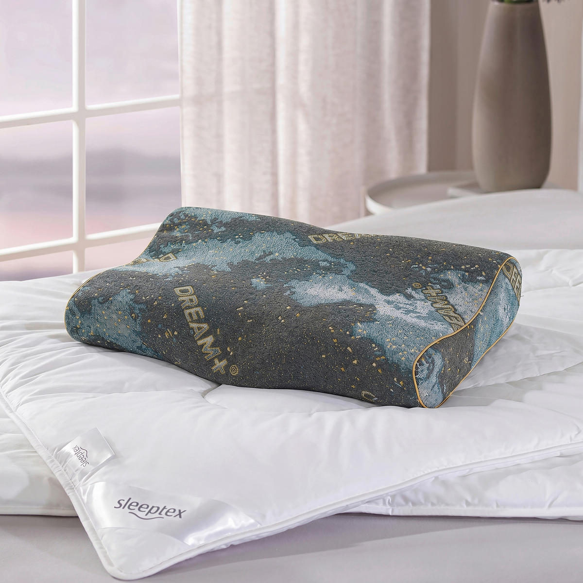 NACKENSTÜTZKISSEN  - Blau, Textil (60/38/10cm) - Sleeptex