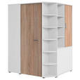 BEGEHBARER ECKSCHRANK Weiß, Eichefarben 124/199/148 cm  - Eichefarben/Alufarben, KONVENTIONELL, Holzwerkstoff/Kunststoff (124/199/148cm) - Carryhome