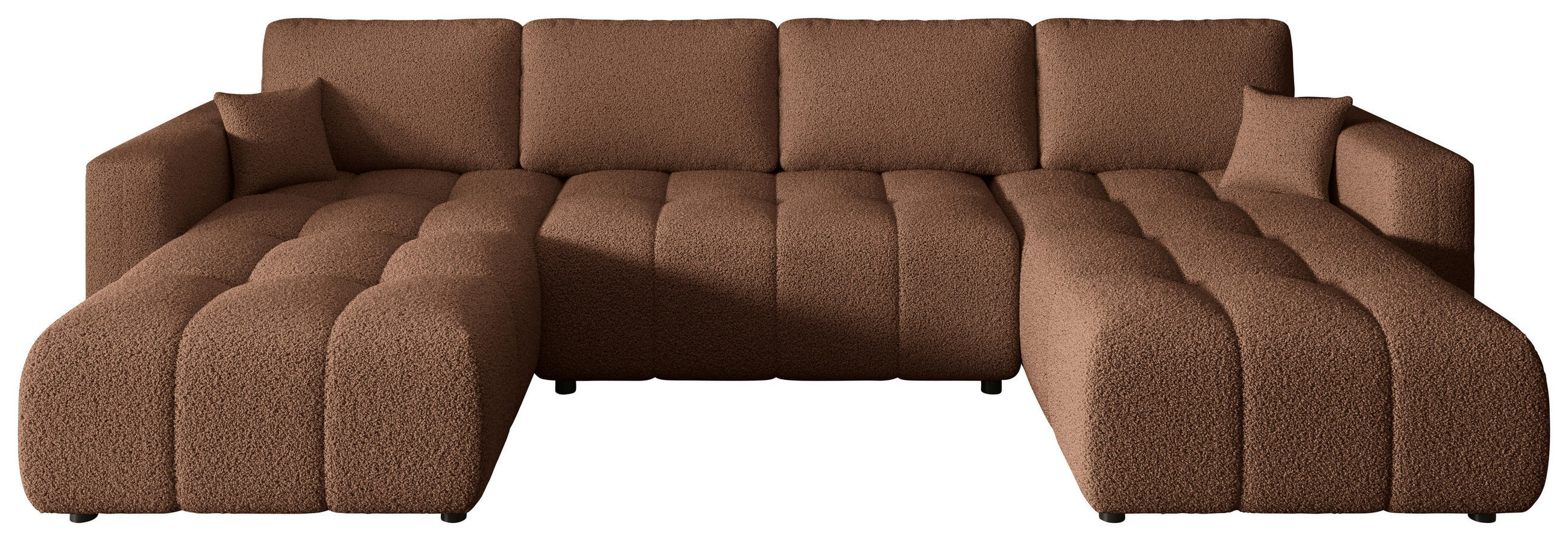 WOHNLANDSCHAFT Rostfarben Bouclé  - Rostfarben/Schwarz, MODERN, Kunststoff/Textil (190/380/190cm) - Carryhome