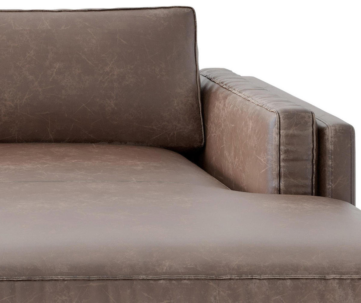 ECKSOFA in Lederlook, Flachgewebe Rotbraun  265/160 cm  - Rotbraun/Schwarz, Design, Textil/Metall (265/160cm) - Livetastic